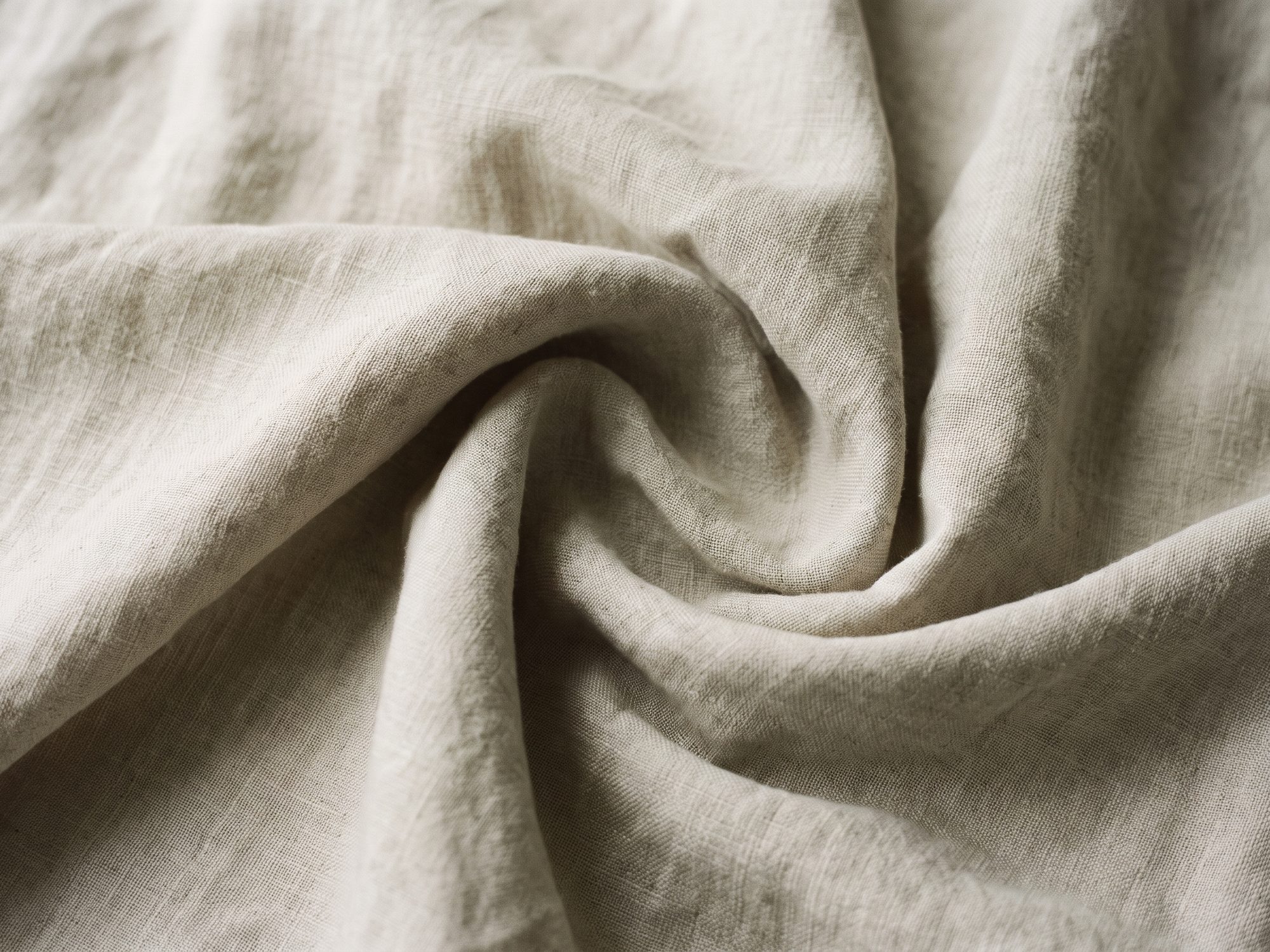 Macro of crumpled ecru linen