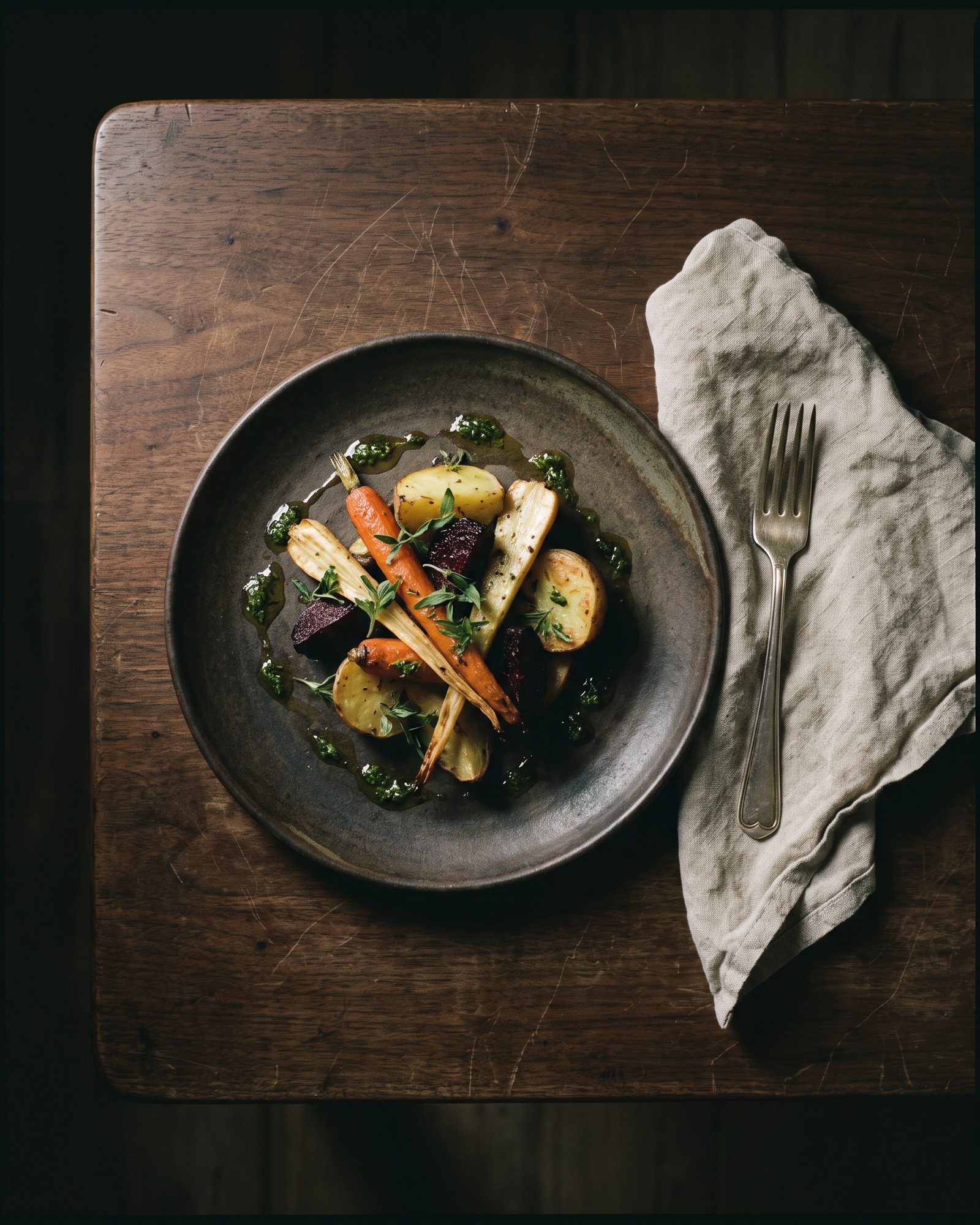 A plated dish shot from above