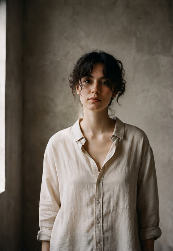 Private portrait against a softly lit plaster wall
